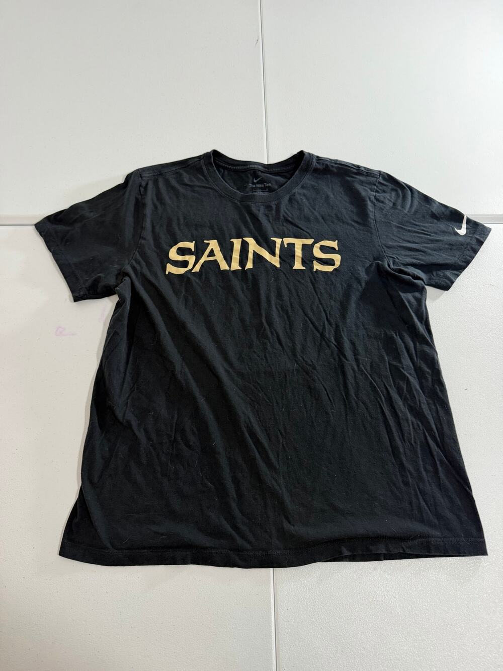 New Orleans Saints T-Shirt Mens Large Black Gold Nike NFL Football Tee